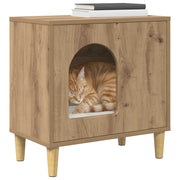 Vidaxl kattenhuis ambachtelijk eiken 51 x 30 x 52 cm bewerkt hout - afbeelding 3