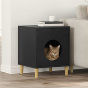 Vidaxl kattenhuis zwart 42,5 x 40 x 53 cm bewerkt hout - afbeelding 1