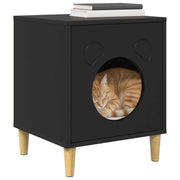 Vidaxl kattenhuis zwart 42,5 x 40 x 53 cm bewerkt hout - afbeelding 3
