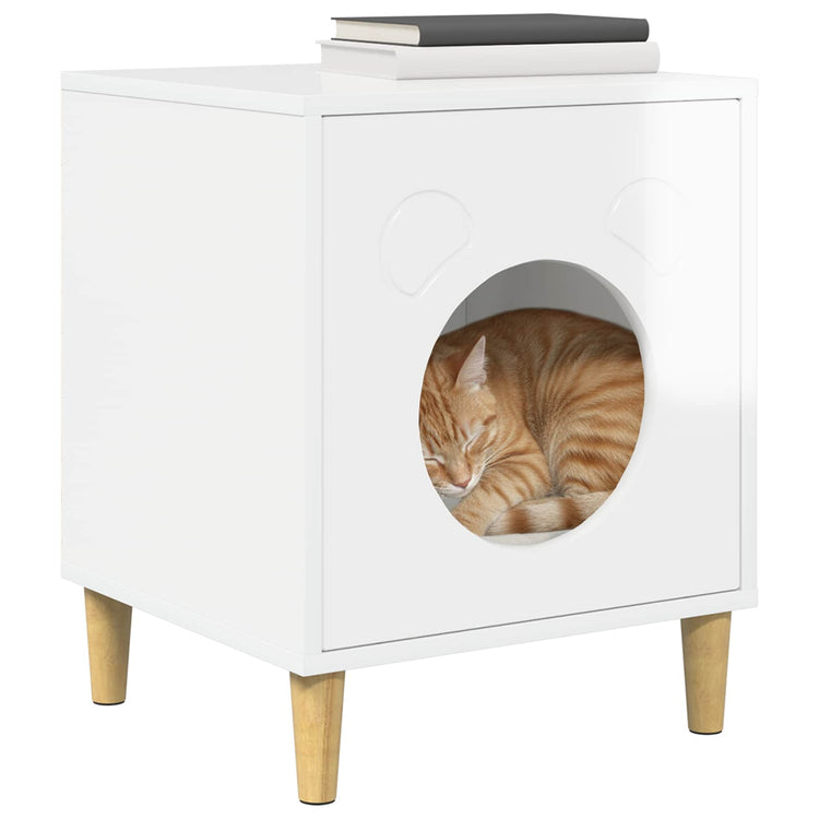Vidaxl kattenhuis glanzend wit 42,5 x 40 x 53 cm bewerkt hout