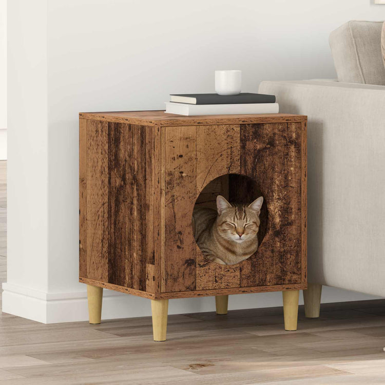 Vidaxl kattenhuis oud hout 42,5 x 40 x 53 cm bewerkt hout