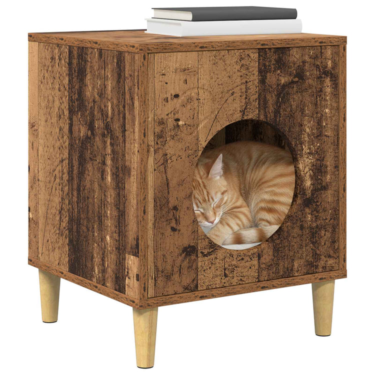 Vidaxl kattenhuis oud hout 42,5 x 40 x 53 cm bewerkt hout