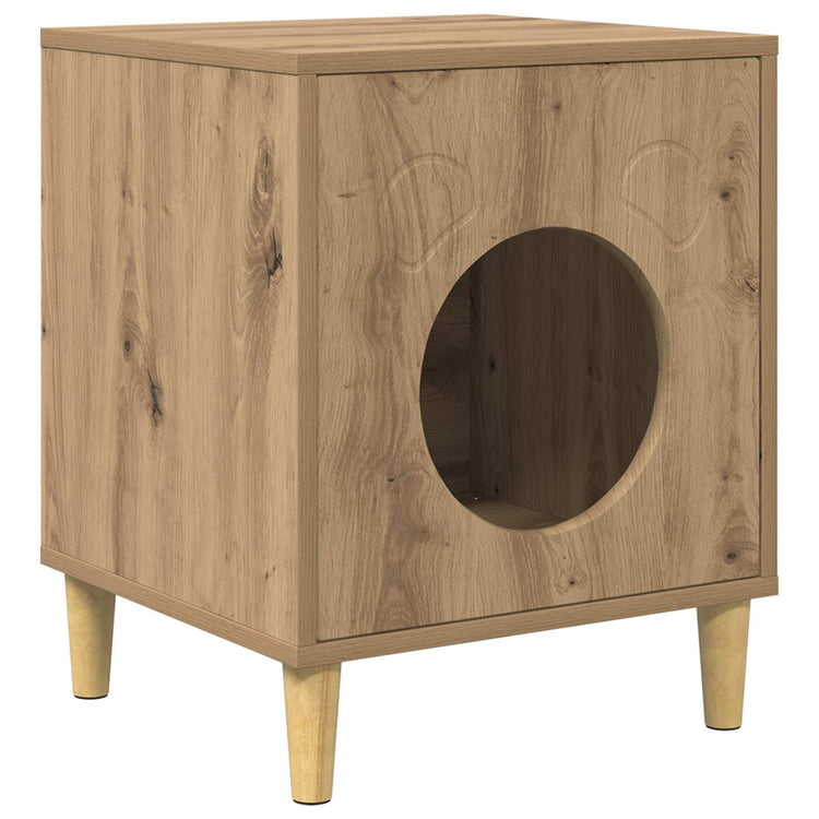Vidaxl kattenhuis artisanaal eiken 42,5 x 40 x 53 cm bewerkt hout