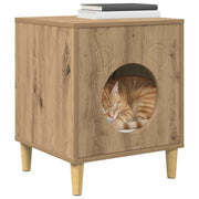Vidaxl kattenhuis artisanaal eiken 42,5 x 40 x 53 cm bewerkt hout - afbeelding 3