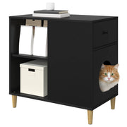 Vidaxl kattenhuis zwart 72 x 42,5 x 70 cm bewerkt hout - afbeelding 3