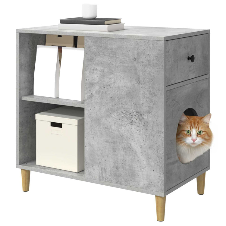 Vidaxl kattenhuis beton 72 x 42,5 x 70 cm bewerkt hout