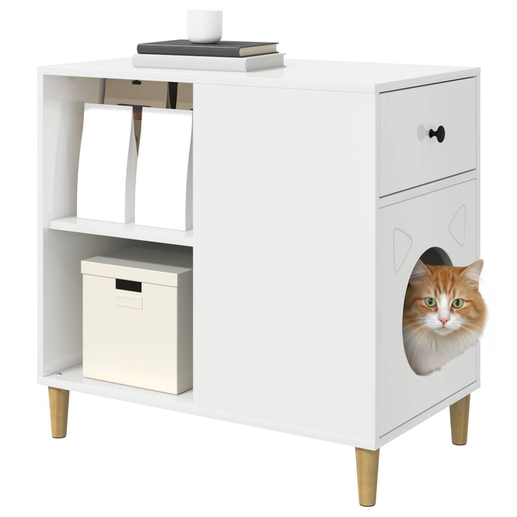 Vidaxl kattenhuis glanzend wit 72 x 42,5 x 70 cm bewerkt hout