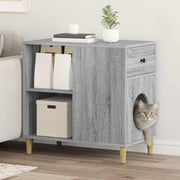 Vidaxl kattenhuis grijs sonoma 72 x 42,5 x 70 cm bewerkt hout - afbeelding 1