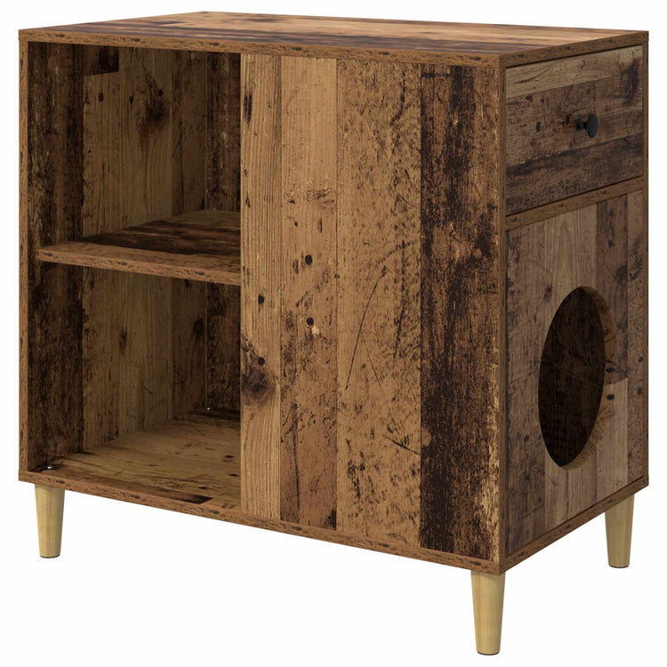 Vidaxl kattenhuis oud hout 72 x 42,5 x 70 cm bewerkt hout