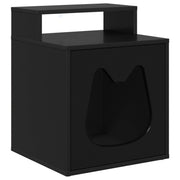 Vidaxl kattenhuis zwart 42,5 x 40 x 53,5 cm bewerkt hout - afbeelding 2