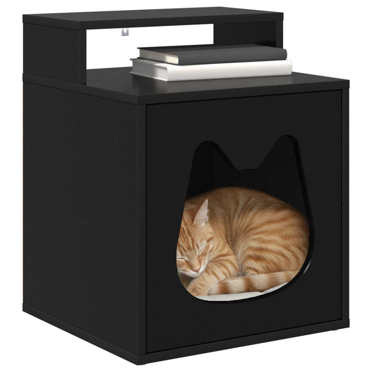 Vidaxl kattenhuis zwart 42,5 x 40 x 53,5 cm bewerkt hout