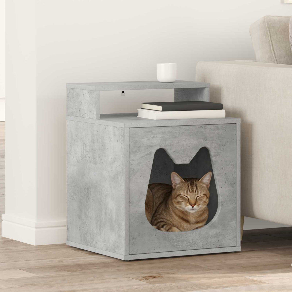 Vidaxl kattenhuis beton 42,5 x 40 x 53,5 cm bewerkt hout