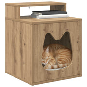 Vidaxl kattenhuis artisanaal eiken 42,5 x 40 x 53,5 cm bewerkt hout - afbeelding 3