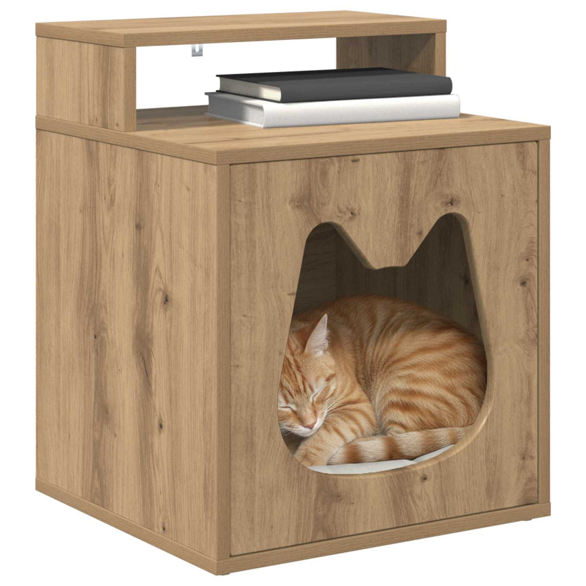 Vidaxl kattenhuis artisanaal eiken 42,5 x 40 x 53,5 cm bewerkt hout