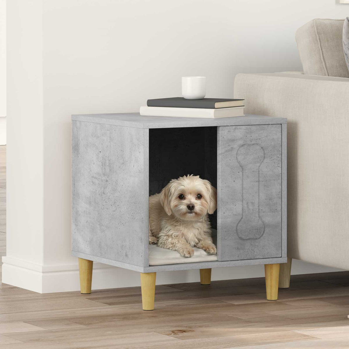 Vidaxl hondenhuis betongrijs 44 x 42 x 49 cm bewerkt hout