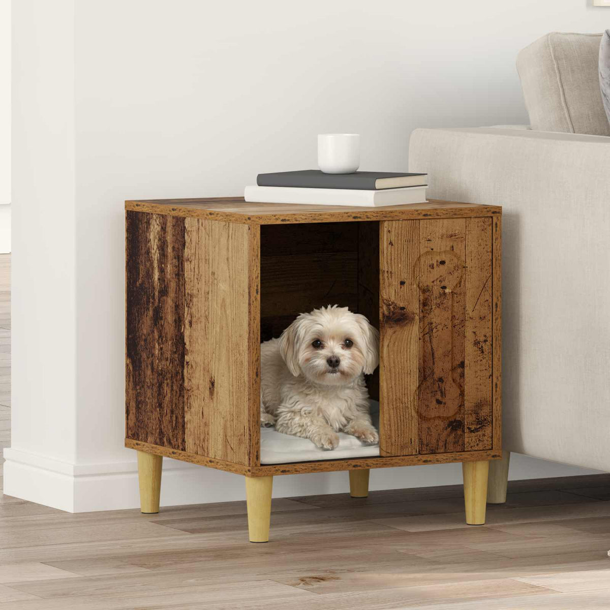 Vidaxl hondenhuis oud hout 44 x 42 x 49 cm bewerkt hout