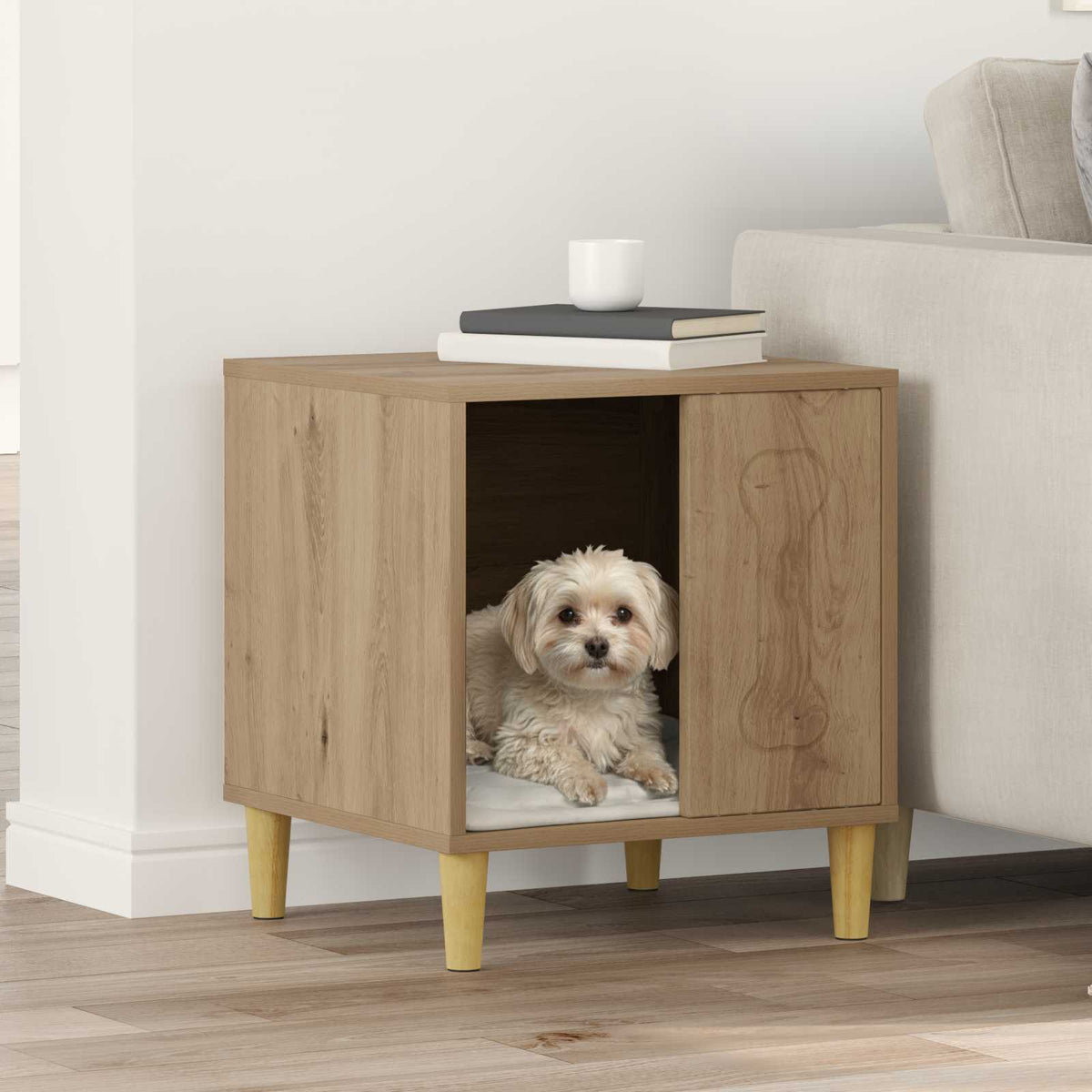 Vidaxl hondenhuis artisanaal eiken 44 x 42 x 49 cm bewerkt hout