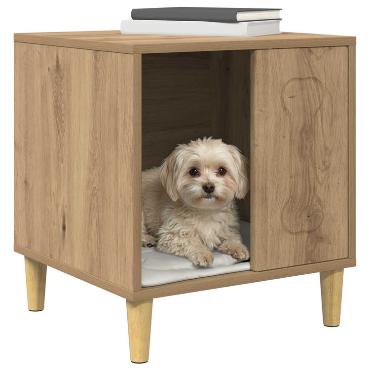 Vidaxl hondenhuis artisanaal eiken 44 x 42 x 49 cm bewerkt hout