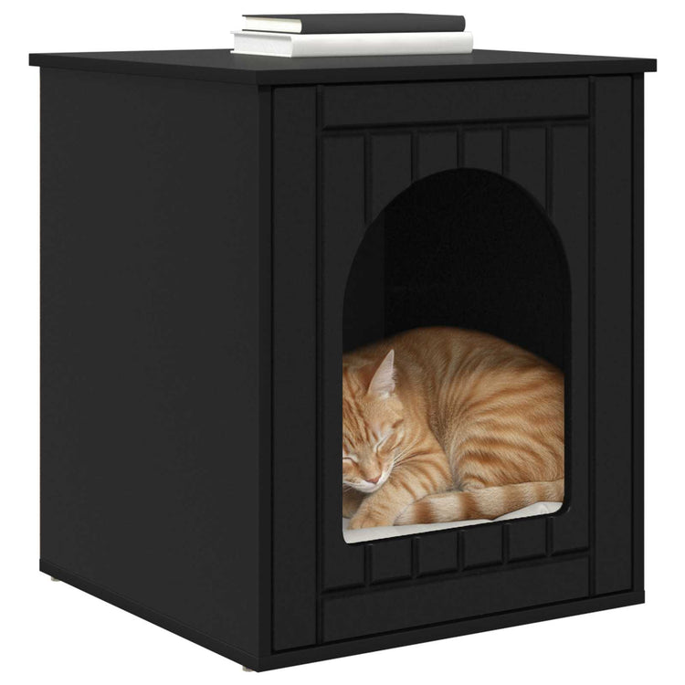 Vidaxl kattenhuis zwart 53 x 52 x 62 cm bewerkt hout