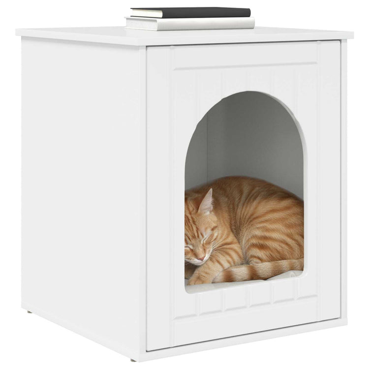Vidaxl kattenhuis glanzend wit 53 x 52 x 62 cm bewerkt hout