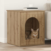 Vidaxl kattenhuis ambachtelijk eiken 53 x 52 x 62 cm bewerkt hout - afbeelding 1