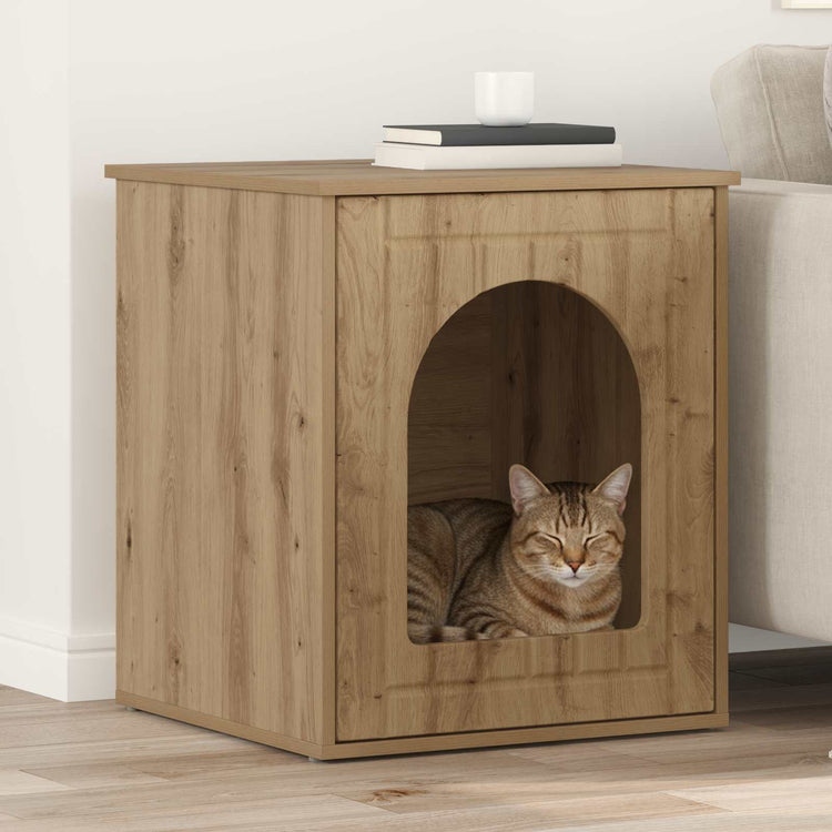 Vidaxl kattenhuis ambachtelijk eiken 53 x 52 x 62 cm bewerkt hout