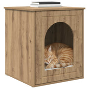 Vidaxl kattenhuis ambachtelijk eiken 53 x 52 x 62 cm bewerkt hout - afbeelding 3