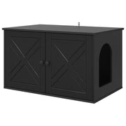 Vidaxl kattenhuis zwart 85 x 55 x 50,5 cm bewerkt hout - afbeelding 2
