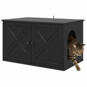 Vidaxl kattenhuis zwart 85 x 55 x 50,5 cm bewerkt hout - afbeelding 3
