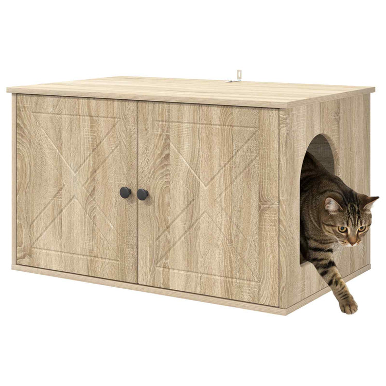 Vidaxl kattenhuis sonoma 85 x 55 x 50,5 cm bewerkt hout