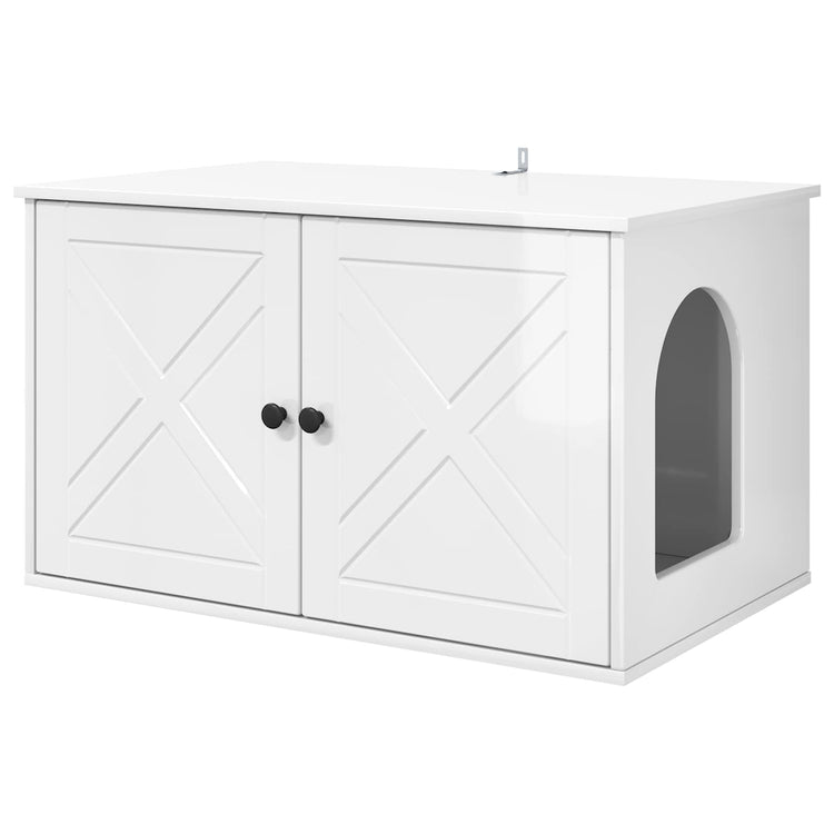 Vidaxl kattenhuis glanzend wit 85 x 55 x 50,5 cm bewerkt hout