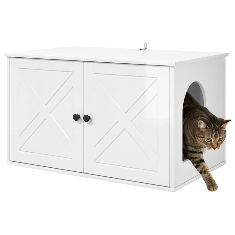 Vidaxl kattenhuis glanzend wit 85 x 55 x 50,5 cm bewerkt hout