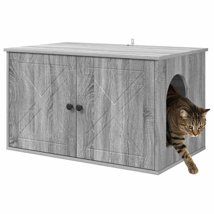 Vidaxl kattenhuis grijs sonoma 85 x 55 x 50,5 cm bewerkt hout