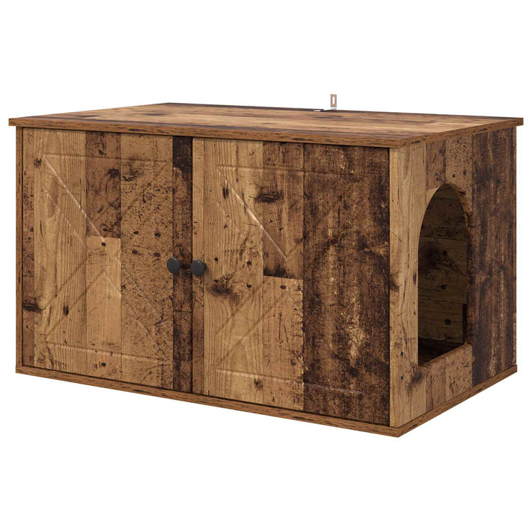 Vidaxl kattenhuis oud hout 85 x 55 x 50,5 cm bewerkt hout