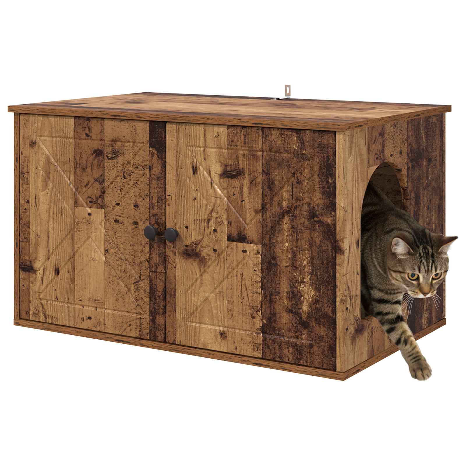 Vidaxl kattenhuis oudhout 85 x 55 x 50 cm bewerkt hout