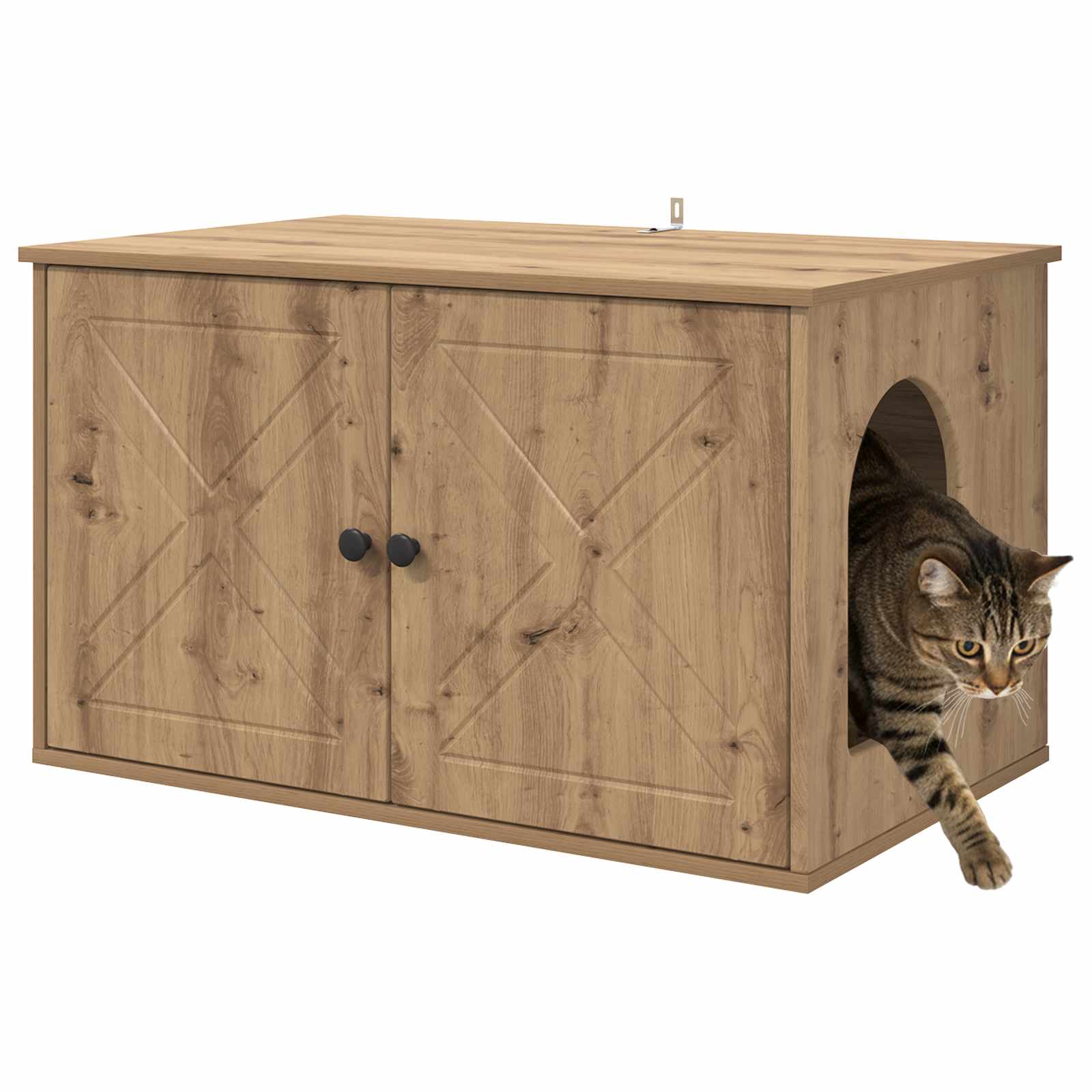 Vidaxl kattenhuis ambachtelijk eiken 85 x 55 x 50 cm bewerkt hout