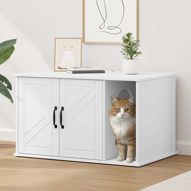 Vidaxl kattenhuis wit 85 x 55 x 50 cm bewerkt hout