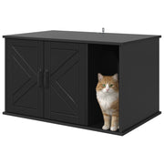 Vidaxl kattenhuis zwart 85 x 55 x 50,5 cm bewerkt hout - afbeelding 3