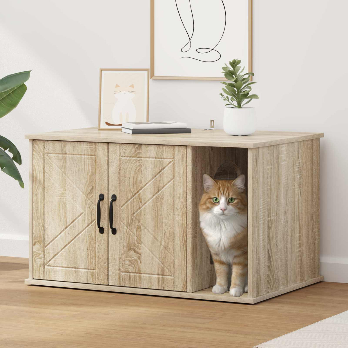 Vidaxl kattenhuis sonoma 85 x 55 x 50 cm bewerkt hout