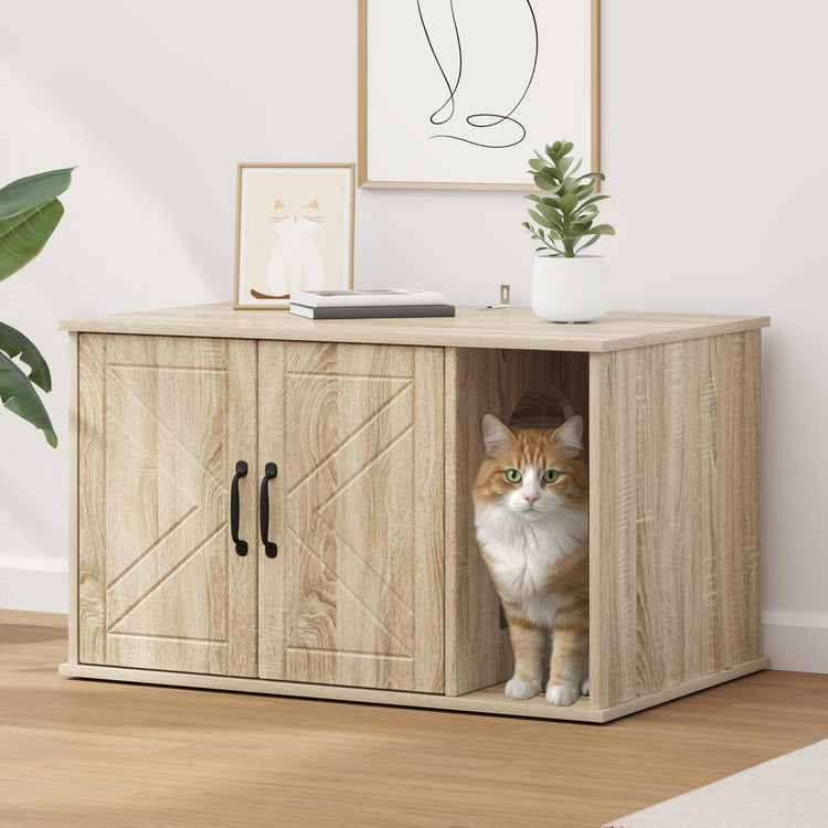 Vidaxl kattenhuis sonoma 85 x 55 x 50 cm bewerkt hout