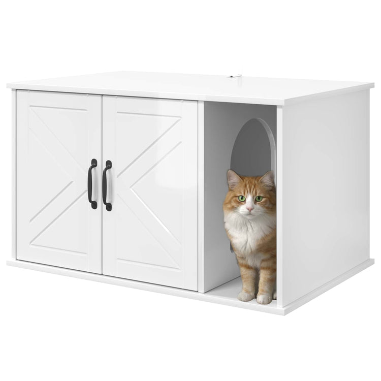 Vidaxl kattenhuis glanzend wit 85 x 55 x 50,5 cm bewerkt hout