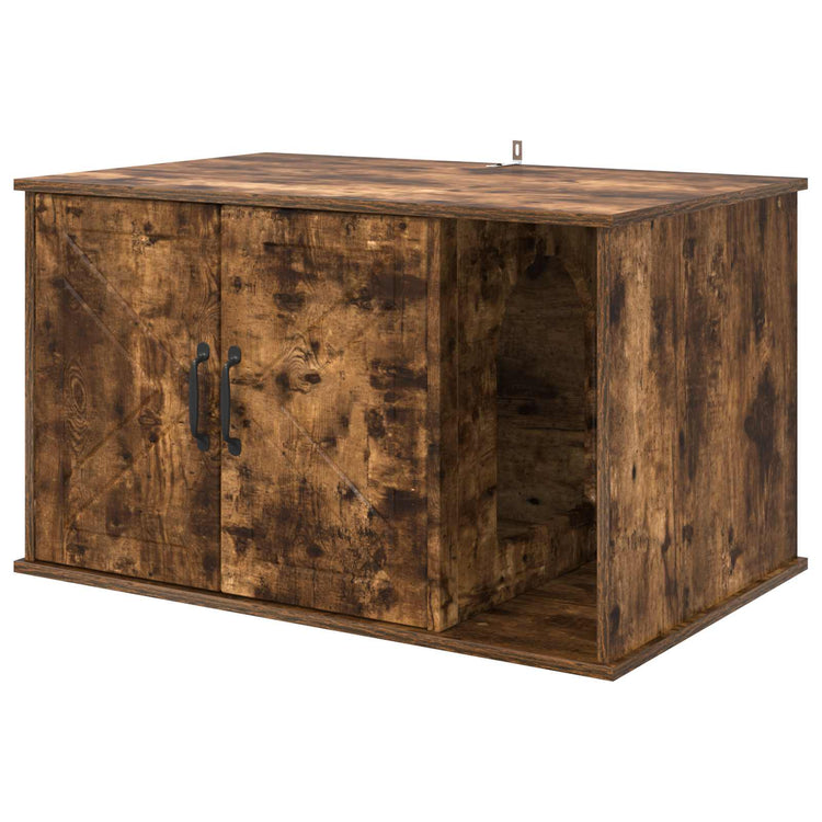 Vidaxl kattenhuis gerookt eiken 85 x 55 x 50,5 cm bewerkt hout