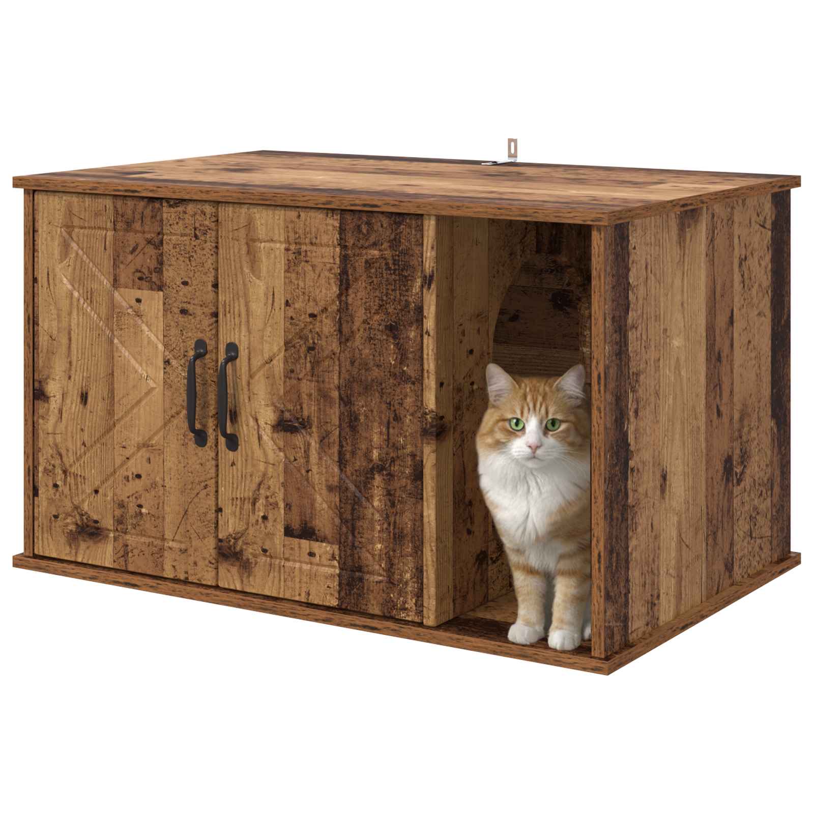 Vidaxl kattenhuis oudhout 85 x 55 x 50 cm bewerkt hout