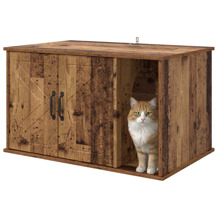 Vidaxl kattenhuis oud hout 85 x 55 x 50,5 cm bewerkt hout