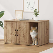 Vidaxl kattenhuis ambachtelijk eiken 85 x 55 x 50 cm bewerkt hout - afbeelding 1