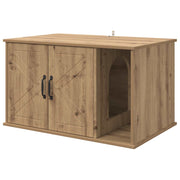 Vidaxl kattenhuis ambachtelijk eiken 85 x 55 x 50 cm bewerkt hout - afbeelding 2