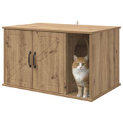 Vidaxl kattenhuis ambachtelijk eiken 85 x 55 x 50 cm bewerkt hout - afbeelding 3