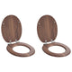 Vidaxl zachte sluit toiletbril 2 st bruin 44 x 38 cm mdf-plaat