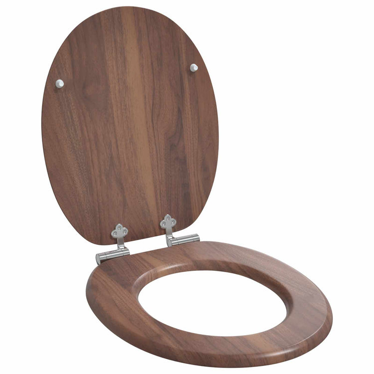 Vidaxl zachte sluit toiletbril 2 st bruin 44 x 38 cm mdf-plaat