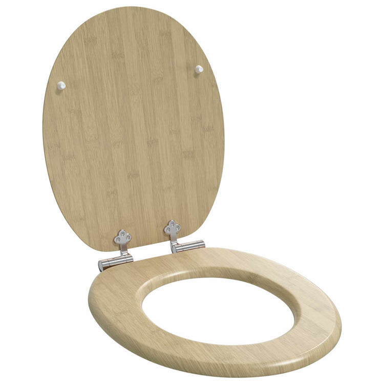 Vidaxl zachte sluit toiletbril 2 st lichte bamboekleur 44 x 38 cm